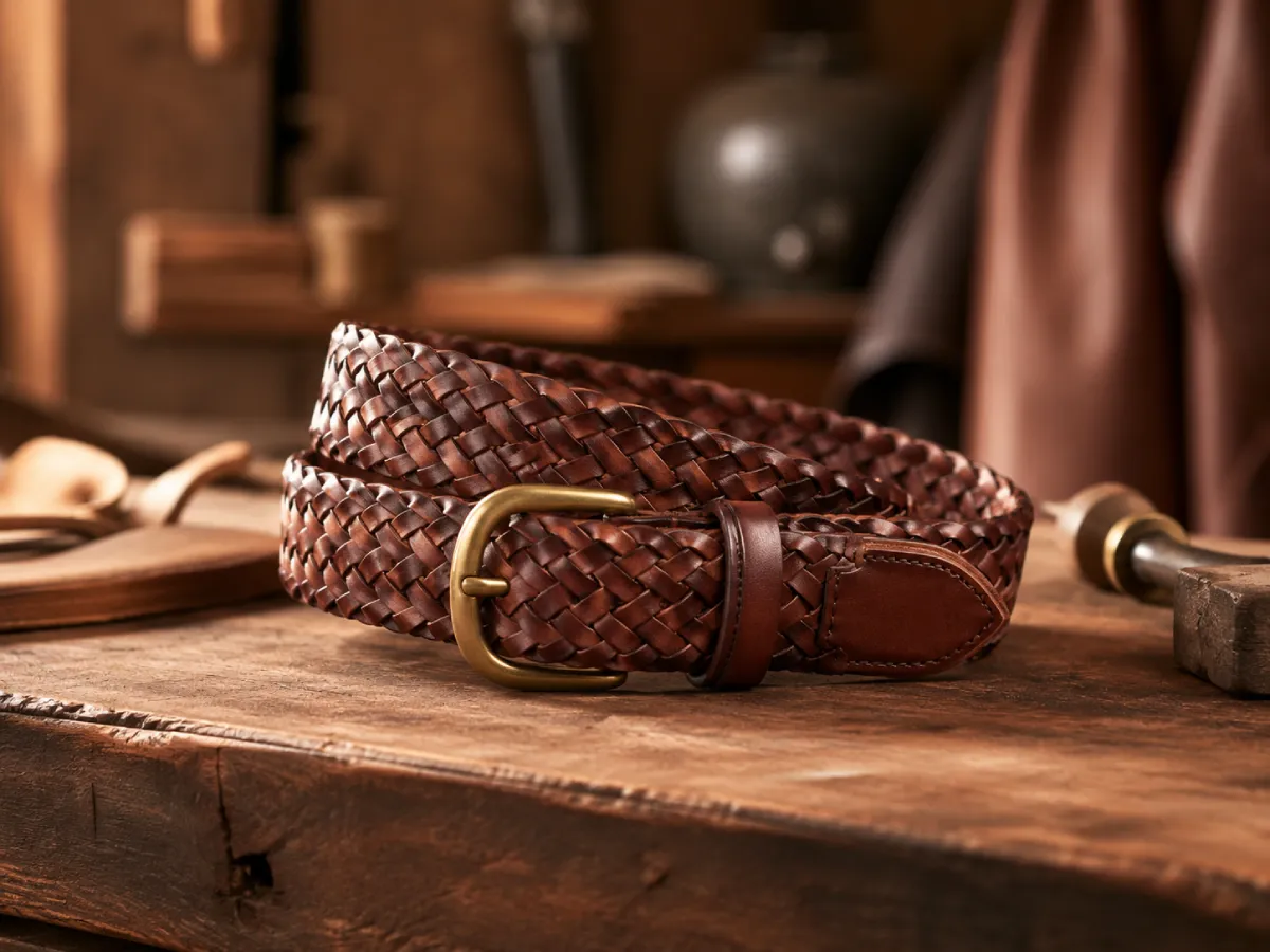 Traditional Plaited Kangaroo Leather Belt