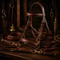 Rustic leather and brass tack gear