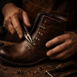 Leatherworking hands at work